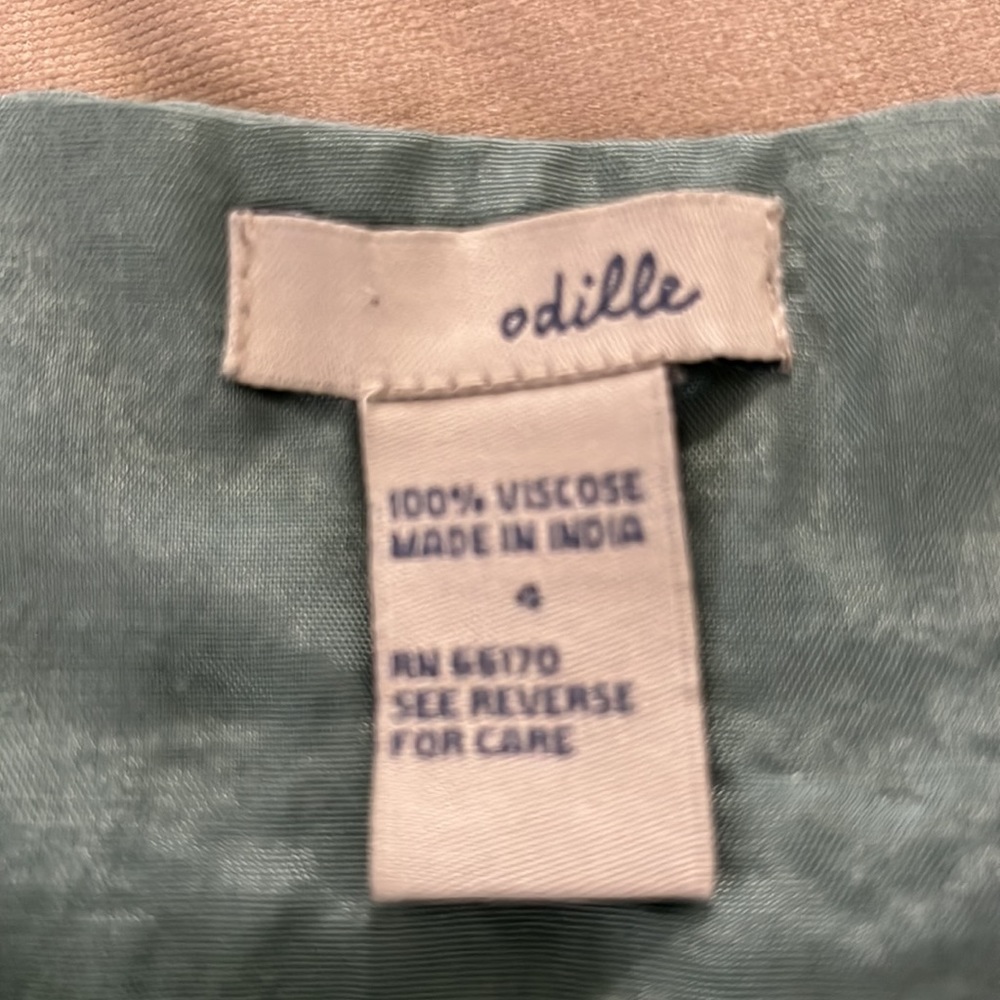 Anthropologie Odille mint green mixed media lace gold thread skirt Sz 4 - Picture 5 of 9